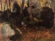 Carl Schuch Bemooste Felsblocke im Wald oil painting reproduction